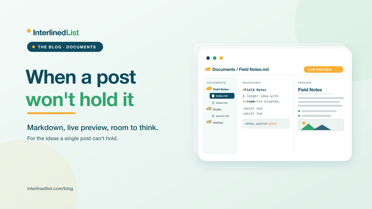 Documents: When a Post Won't Hold It