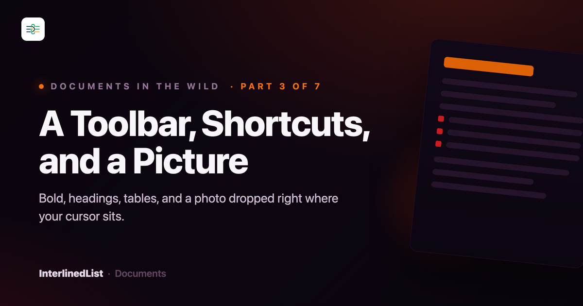 A Toolbar, Some Shortcuts, and a Picture